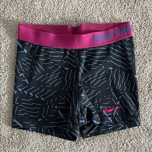 Nike Black and Pink Pro Shorts